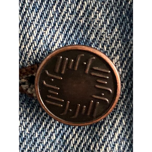 VTG JJill Out of the Blue Denim Jacket Button Down Front Waist Pockets Ruffle S - Picture 12 of 16